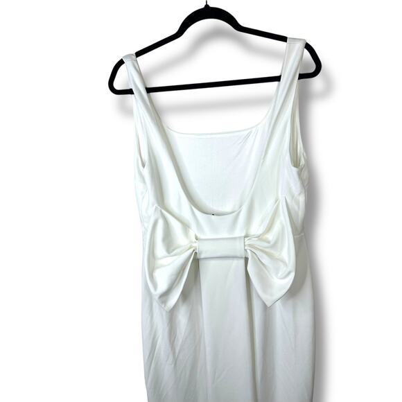 Lulus Bridal NWT Loving Fate White Bow Square Neck Backless Maxi Gown Dress XL - Picture 8 of 11
